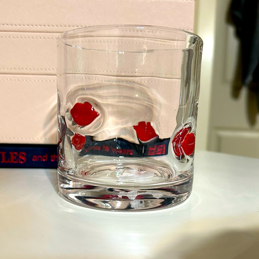 Red Lips Inlay Double Old Fashioned Icon Glass